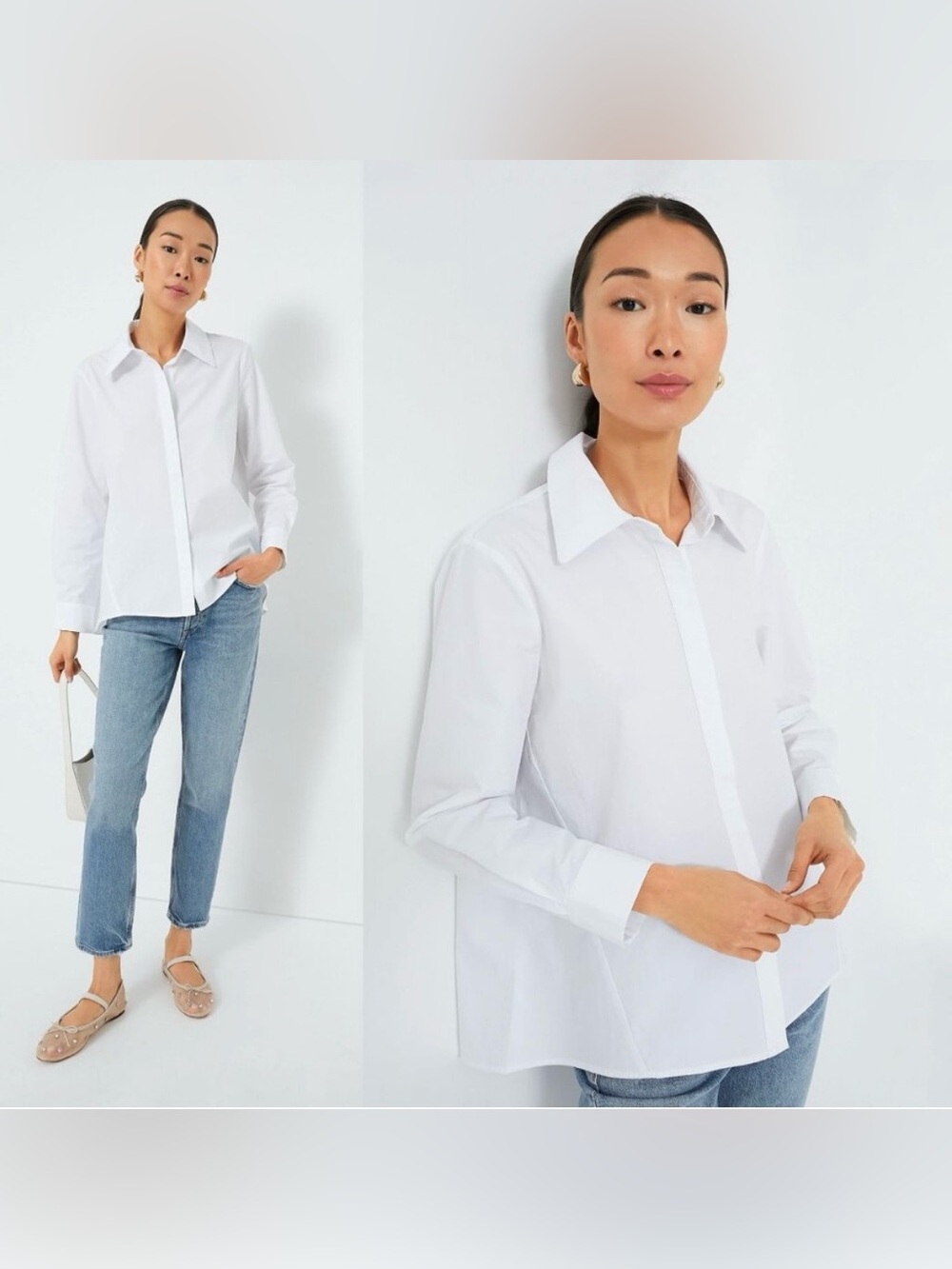 Tuckernuck White Nina Swing Oversized Collared Cotton Button Down Size M - Picture 2 of 6